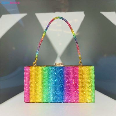 Square Elegant Party Evening Clutch Purse Handbag with Luxury Designer Crossbody Bag