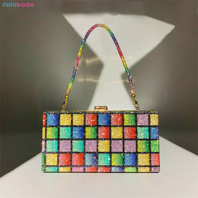 Square Elegant Party Evening Clutch Purse Handbag with Luxury Designer Crossbody Bag