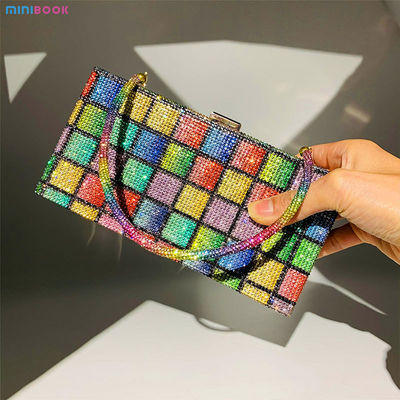 Square Elegant Party Evening Clutch Purse Handbag with Luxury Designer Crossbody Bag
