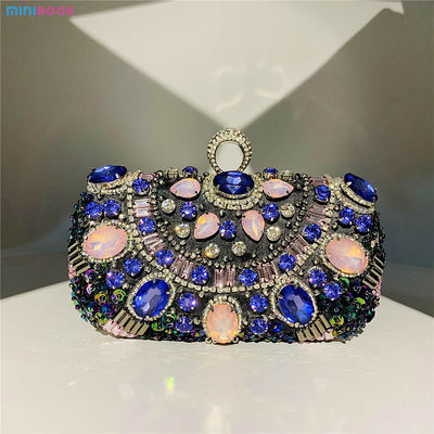 Style Evening Bag Handmade Bags Spherical Round Beaded Flowers Ladies Peal Party Bag