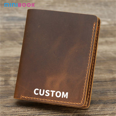 Custom Logo Crazy Horse Wallet For Men Bifold Leather Wallet with Others Pattern Type