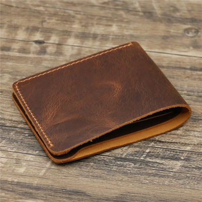 Custom Logo Crazy Horse Wallet For Men Bifold Leather Wallet with Others Pattern Type