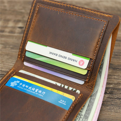Custom Logo Crazy Horse Wallet For Men Bifold Leather Wallet with Others Pattern Type