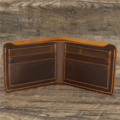 Custom Logo Crazy Horse Wallet For Men Bifold Leather Wallet with Others Pattern Type