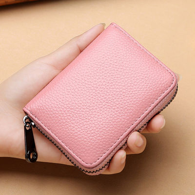 Rfid PU Leather Multi-position Credit Card Holder for Men's and Women's Zipper Wallet