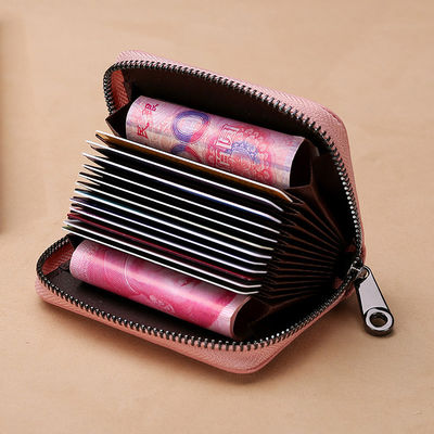 Rfid PU Leather Multi-position Credit Card Holder for Men's and Women's Zipper Wallet