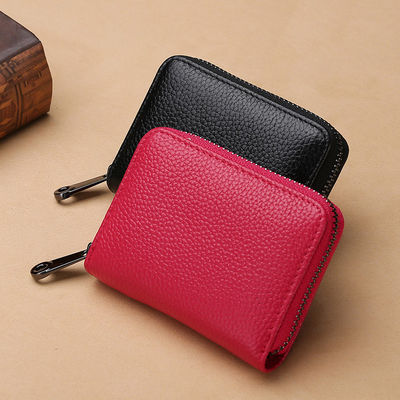 Rfid PU Leather Multi-position Credit Card Holder for Men's and Women's Zipper Wallet