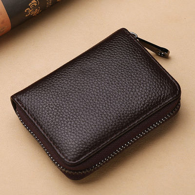 Rfid PU Leather Multi-position Credit Card Holder for Men's and Women's Zipper Wallet