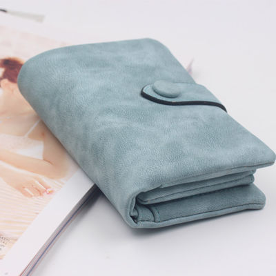 Korean Style Short Female Purse with Tri-fold Design and Soft Pu Leather Material