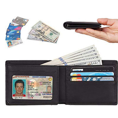 Mixed Color Leather Smooth Genuine Wallet Short Daily Life Real Cowhide Men's Wallet