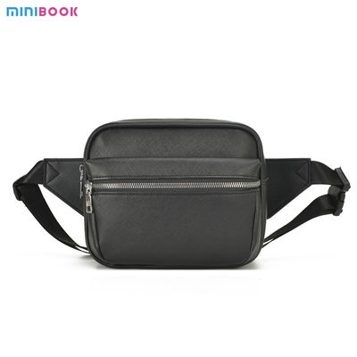 Custom Logo Waterproof Men's Chest Bag with Multiple Functions in PU Saffiano Leather