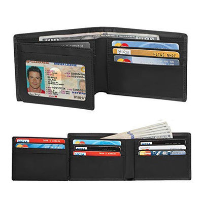 Mixed Color Leather Smooth Genuine Wallet Short Daily Life Real Cowhide Men's Wallet