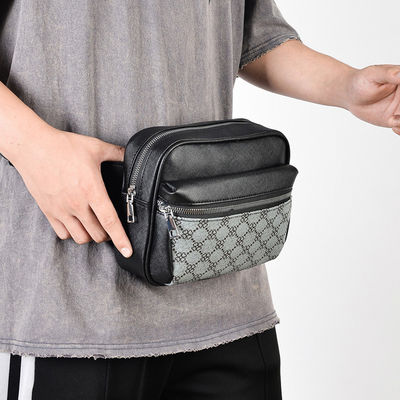 Custom Logo Waterproof Men's Chest Bag with Multiple Functions in PU Saffiano Leather