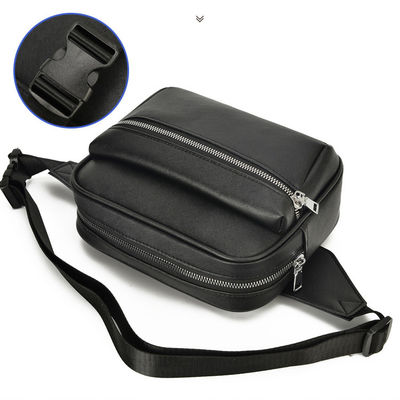 Custom Logo Waterproof Men's Chest Bag with Multiple Functions in PU Saffiano Leather