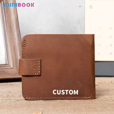 Men's Bifold Slim Coin Purse Wallet in Vintage Genuine Leather Crazy Horse Leather