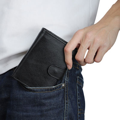 Men's Casual Short Billfold Wallet with Cowhide Leather and Polyester Lining