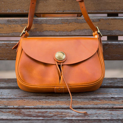 Handmade Vintage Men's Shoulder Crossbody Bag with Top-Layer Vegetable Tanned Leather