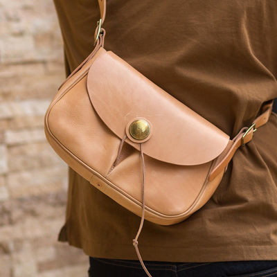 Handmade Vintage Men's Shoulder Crossbody Bag with Top-Layer Vegetable Tanned Leather