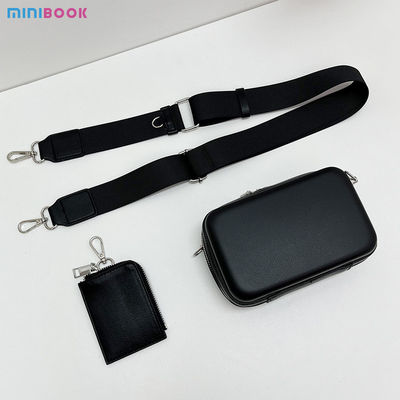 Custom Logo Men's Leather Sling Bag PU Leather Square Box Shape Purses Stylish Design