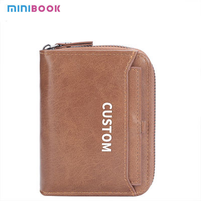 Zipper Closure Retro Handmade Man Purse for Vintage Retro Matte Genuine Leather Wallet