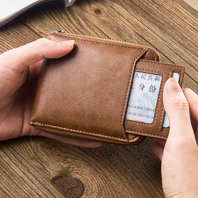 Zipper Closure Retro Handmade Man Purse for Vintage Retro Matte Genuine Leather Wallet