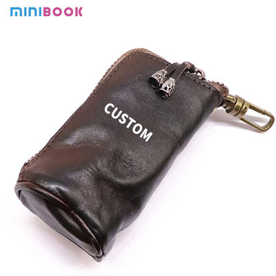 Vintage Cowhide Leather Keychain Coin Purse for Women Men Advantage-Low MOQ Mix Models