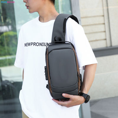 Stylish Oxford Cloth Men's Crossbody Sling Bag with USB Port and Waterproof Design