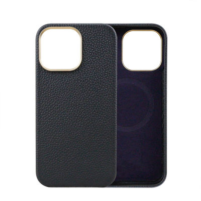Sleek and Durable Genuine Leather Mobile Phone Cases for iPhone 11-15 Pebble Leather