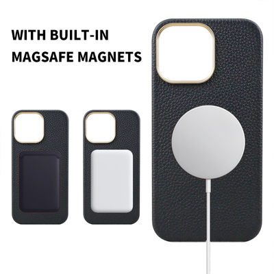 Sleek and Durable Genuine Leather Mobile Phone Cases for iPhone 11-15 Pebble Leather