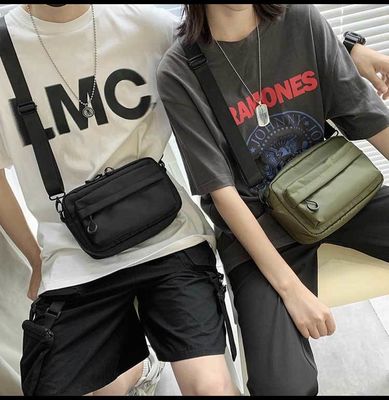 Waterproof Durable Nylon Unisex Fashion Cross Body Sling Bag for Teenager Solid Color