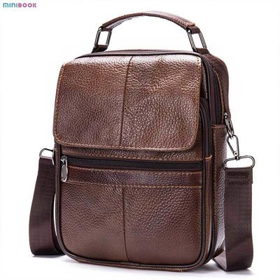 Genuine Leather Men Small Flap Top-handle Handbags Crossbody Bag for Shoulder Messenger