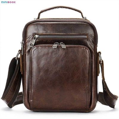 Retro Style Men's Messenger Bag in Brown Cowhide Leather for Chic and Functional Carry