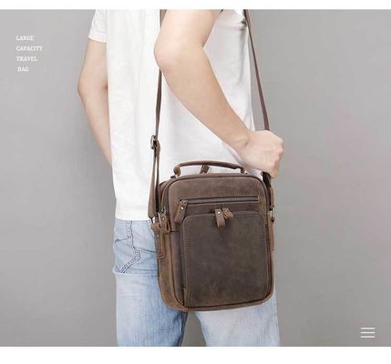Retro Style Men's Messenger Bag in Brown Cowhide Leather for Chic and Functional Carry