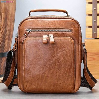 Retro Style Men's Messenger Bag in Brown Cowhide Leather for Chic and Functional Carry
