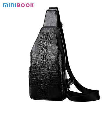 Men's Fashion Crossbody Chest Bag with Alligator Pattern and PU Leather Material