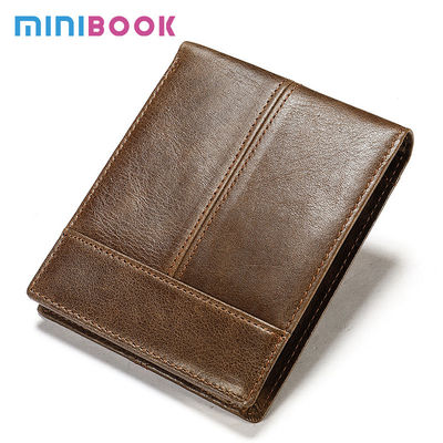 Custom Logo Men's Genuine Leather Bifold Wallet with RFID Protection and Card Holders