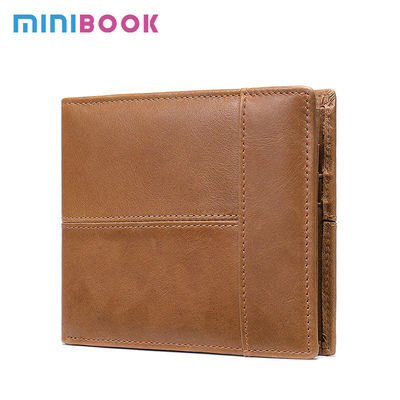 Custom Logo Men's Genuine Leather Bifold Wallet with RFID Protection and Card Holders