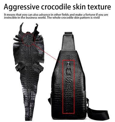 Men's Fashion Crossbody Chest Bag with Alligator Pattern and PU Leather Material