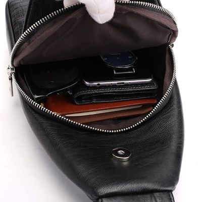 Men's Fashion Crossbody Chest Bag with Alligator Pattern and PU Leather Material