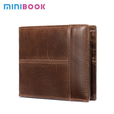Custom Logo Men's Genuine Leather Bifold Wallet with RFID Protection and Card Holders