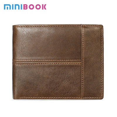 Custom Logo Men's Genuine Leather Bifold Wallet with RFID Protection and Card Holders