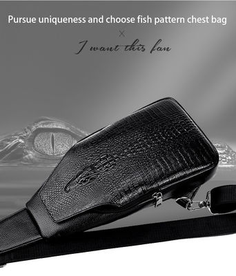 Men's Fashion Crossbody Chest Bag with Alligator Pattern and PU Leather Material