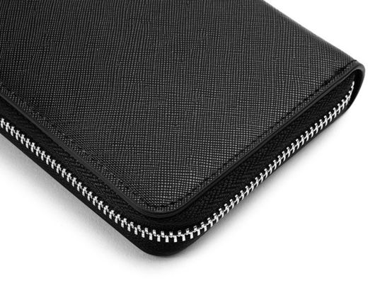 Multi-Function Clutch Budget Long Zipper Wallet with Cross Pattern and PU Leather