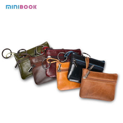 OEM ODM Leather Coin Purse with Keyring Custom Rectangle Card Holder Fashion Wallets