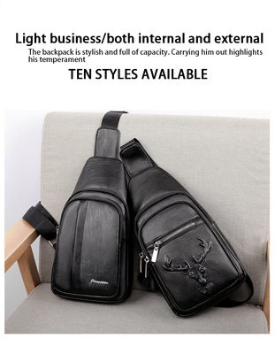 Trendy Black Leather Belt Bag for Men Crossbody Crocodile Grain Travel Fashion Bag PU Opp Sacoche Custom T/T
