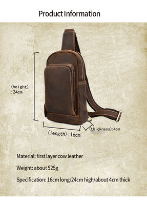 Functional Customized Cowhide Leather Sling Crossbody Backpack for Travel Hiking