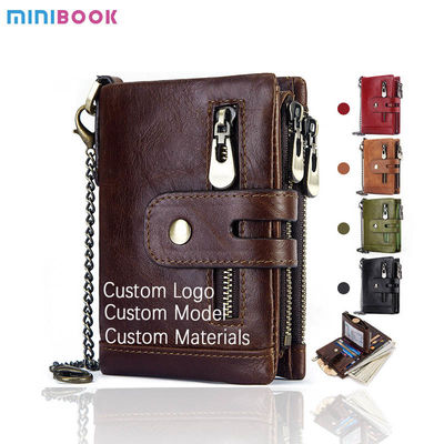 Business Design Style Genuine Cowhide Leather RFID Mini Wallet for Mobile Phone Cases