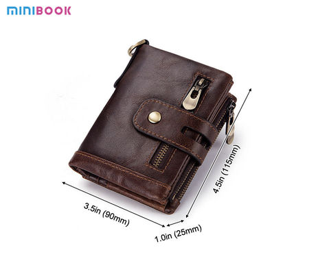 Business Design Style Genuine Cowhide Leather RFID Mini Wallet for Mobile Phone Cases