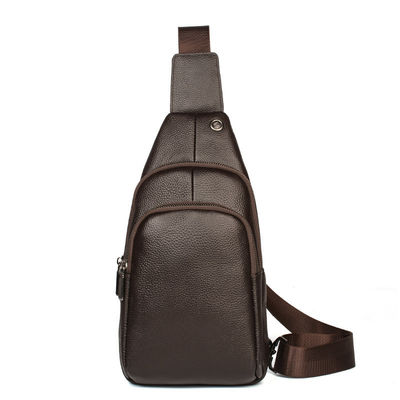 Acceptable OEM ODM Men's Chest Bag Genuine Leather with USB Charging and No Decoration