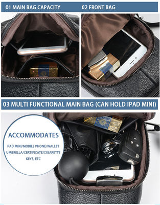 Acceptable OEM ODM Men's Chest Bag Genuine Leather with USB Charging and No Decoration